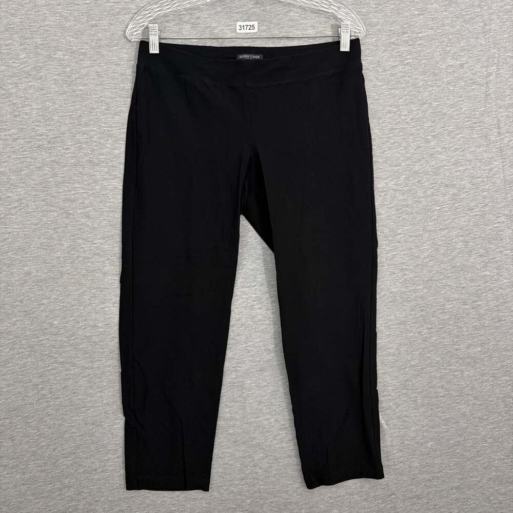 Eileen Fisher Women's Petite Medium Black Pull On Cropped Stretch Pants